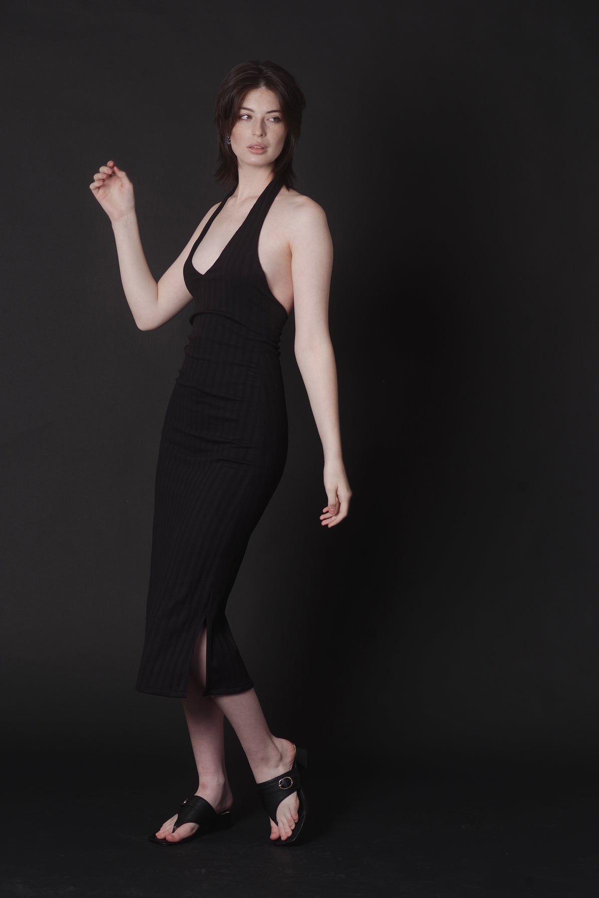 The Sienna Plunge Neck Midi Dress