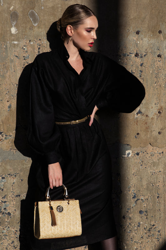 Classic Linen Button-Up Shirt - Black