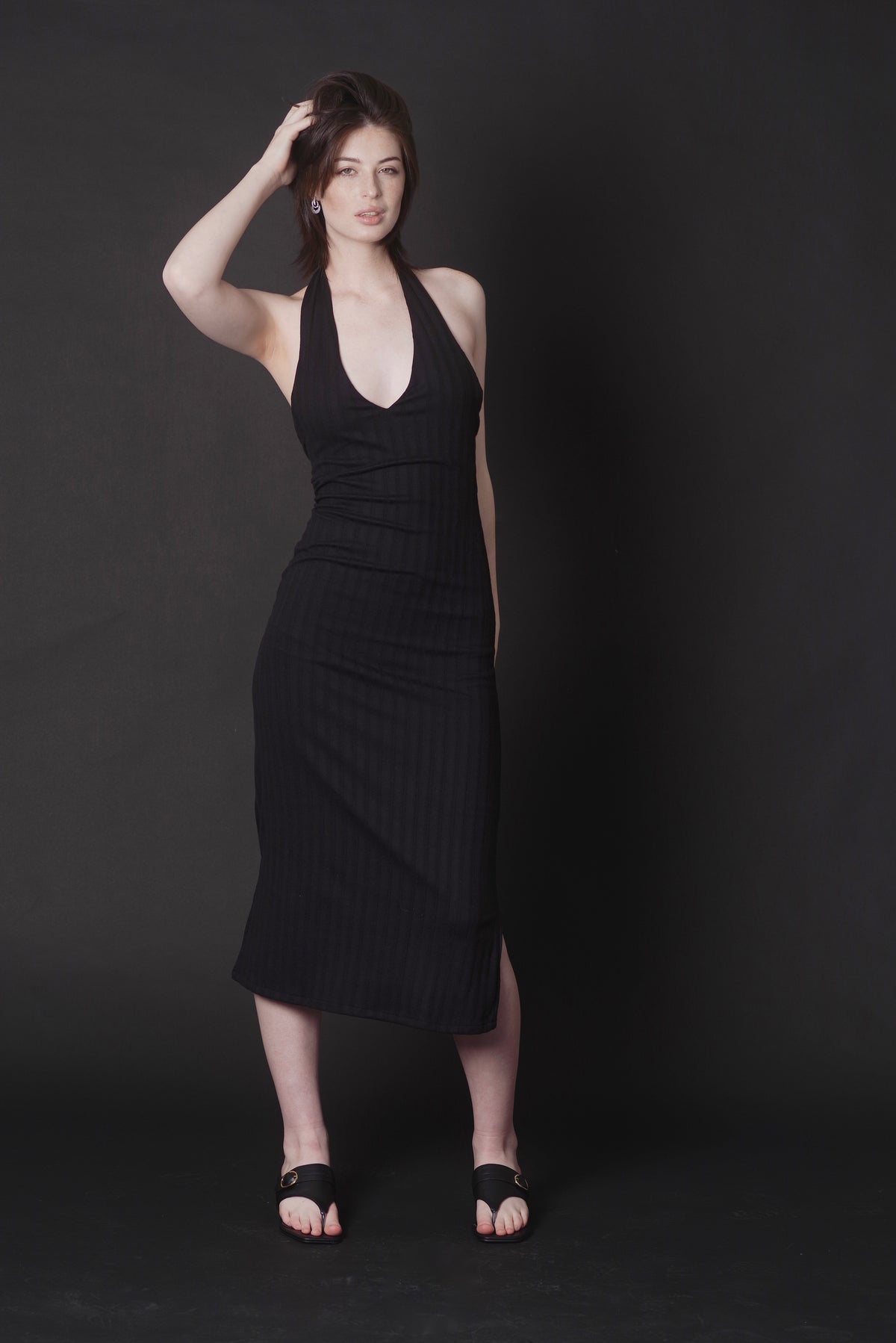 The Sienna Plunge Neck Midi Dress