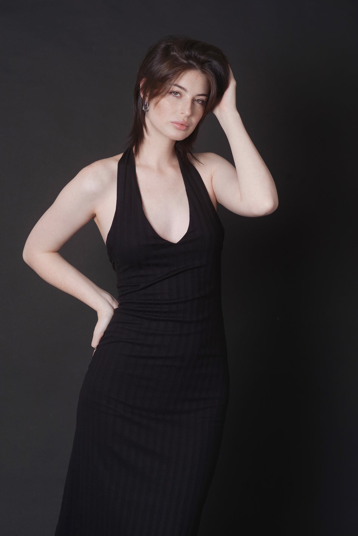The Sienna Plunge Neck Midi Dress