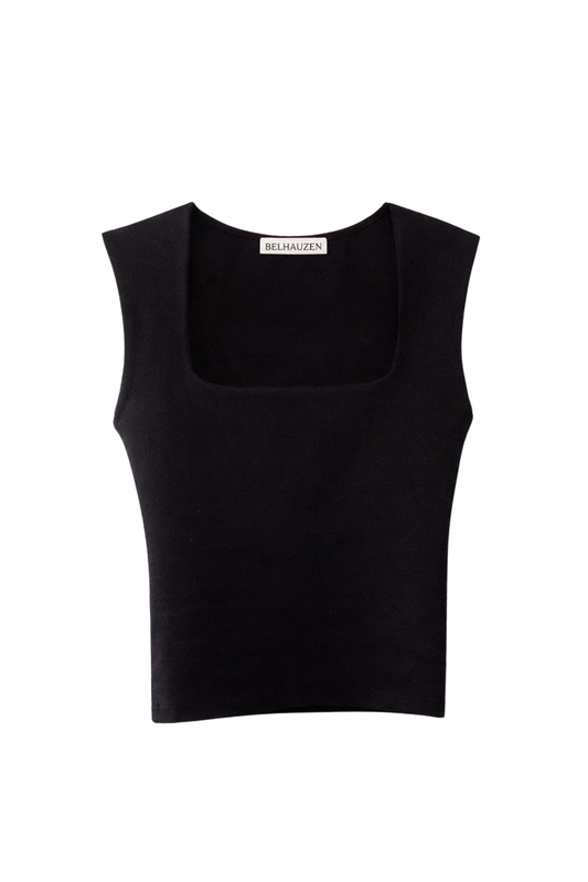 Sculpted Sleeveless Knit Top - Black
