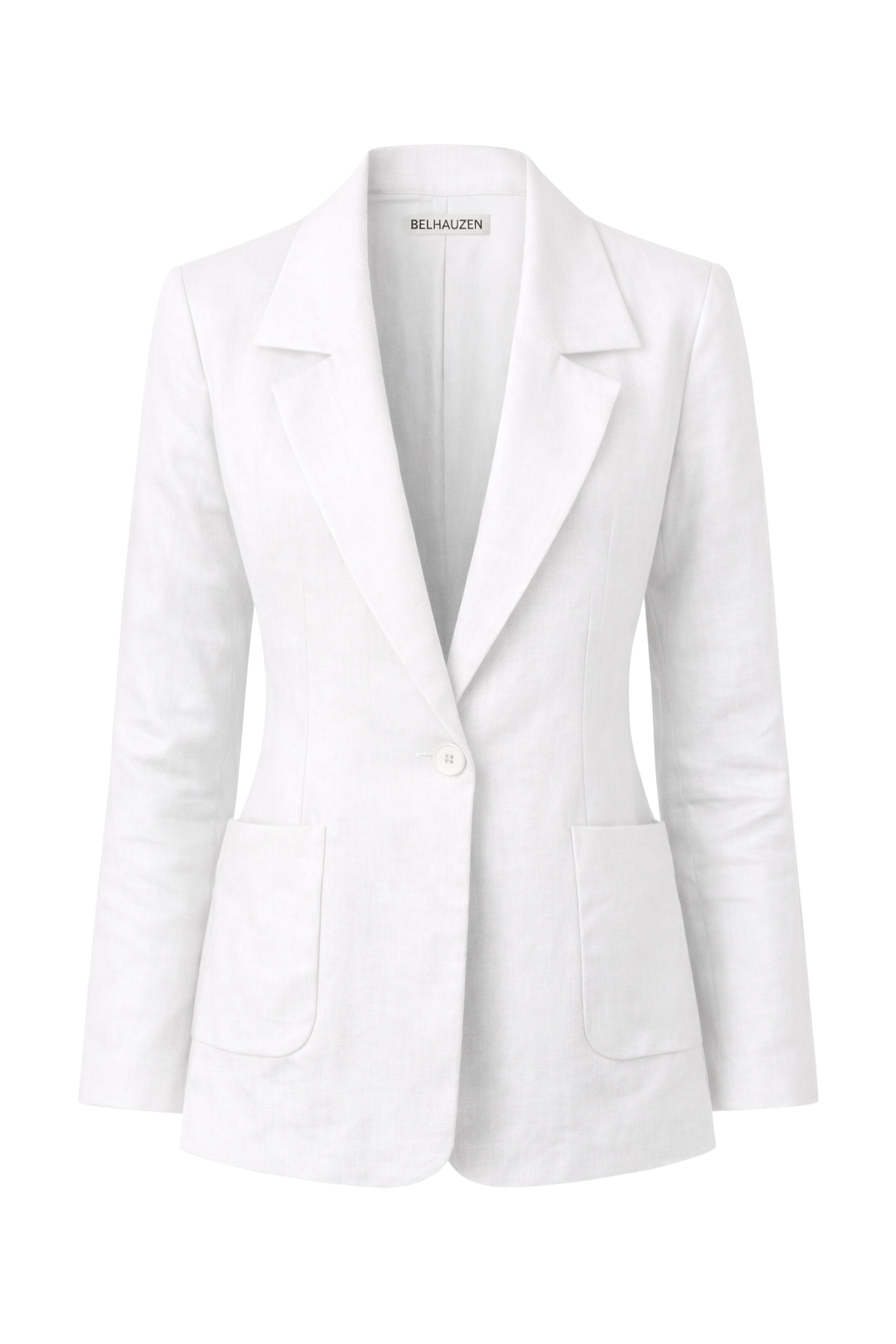 Tailored Linen Blazer - White