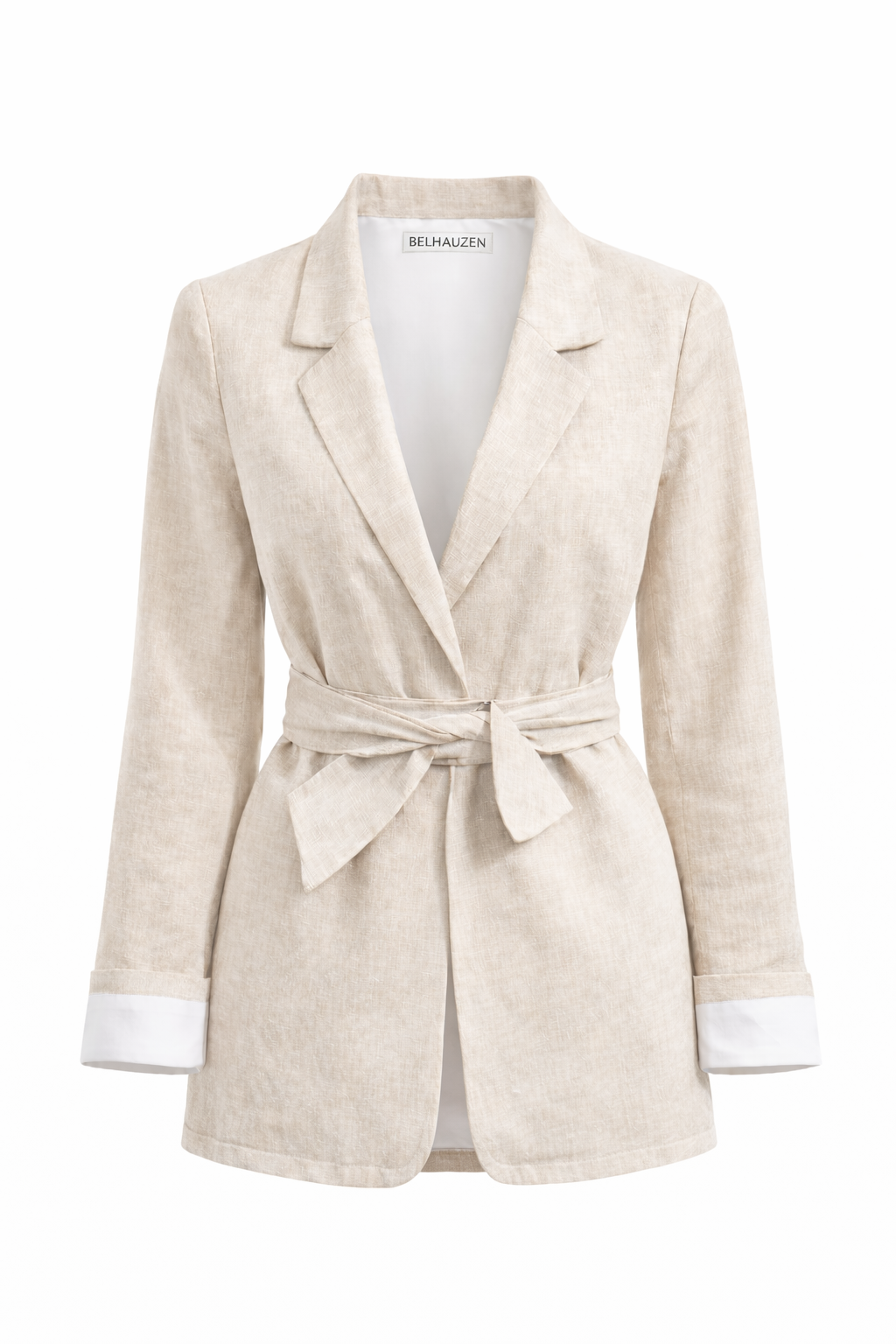 Classic Cotton Belted Blazer - Natural