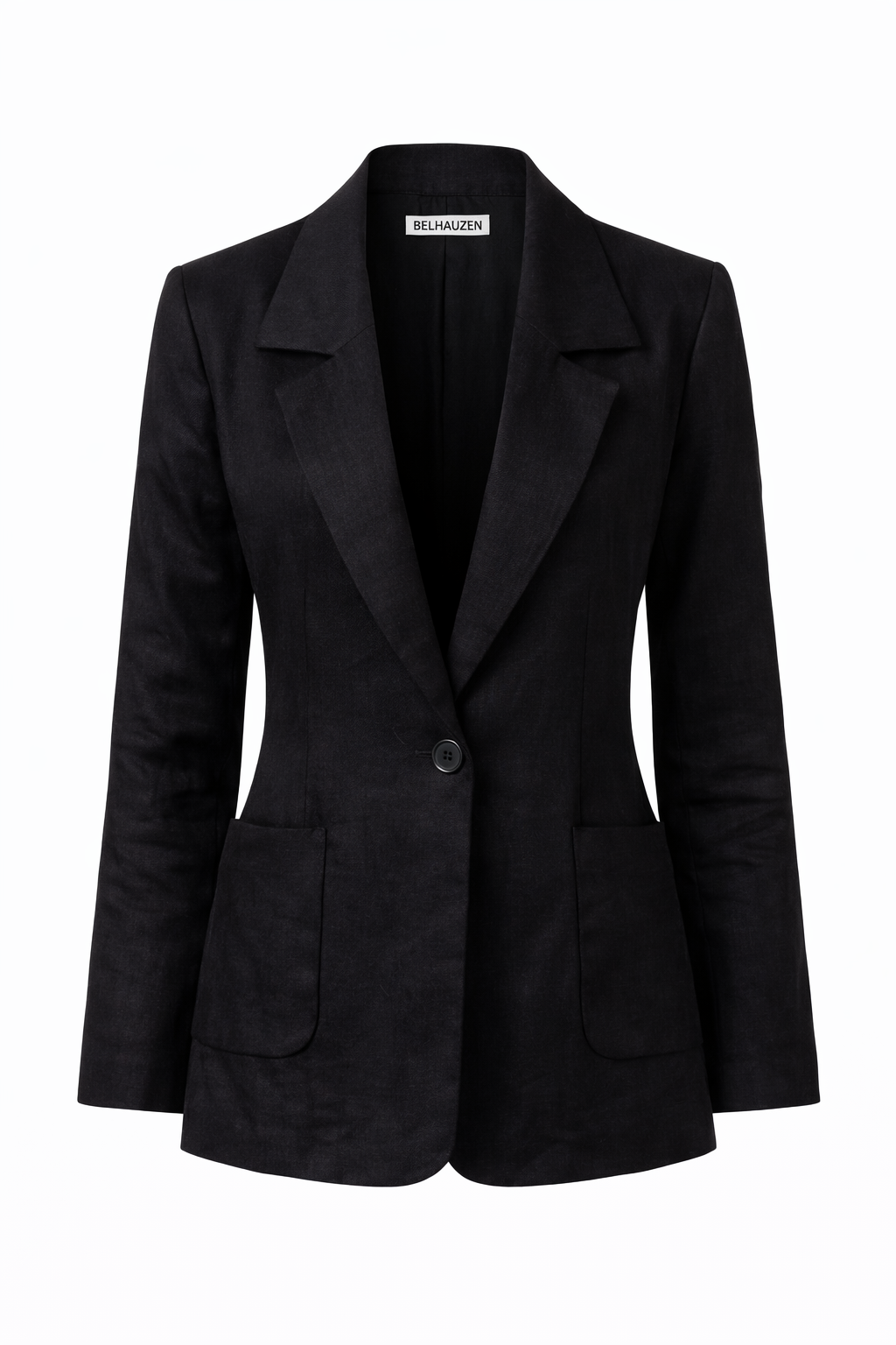 Tailored Linen Blazer - Black