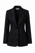 Tailored Linen Blazer - Black