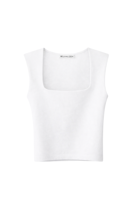 Sculpted Sleeveless Knit Top - White